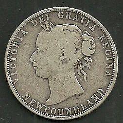 Newly listed 1885 New Foundland Silver Coin 50 Cents {VG} Key Date 
