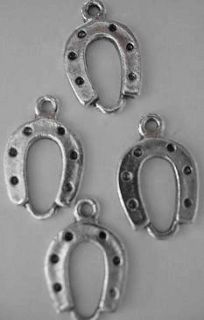 30 SILVER HORSE SHOES JOINERS PENDANTS CHARMS WESTERN COUNTRY