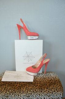Charlotte Olympia Platform Coral DOLLY Shoes High Heels sz 39 9 NWT 