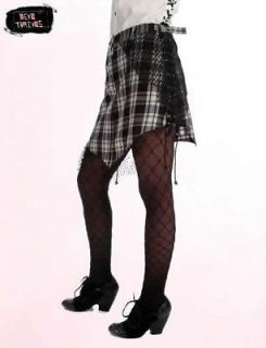   Goth Gothic Black White Checker Tartan Lace Chains Mini Skirt New