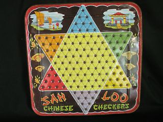 Vtg Tin Jan Loo Chinese Checkers Game Board or Shabby Wall Hanging USA