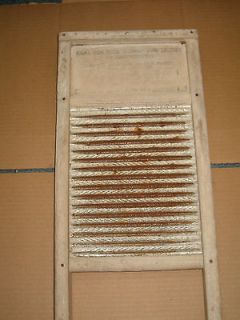 ANTIQUE OR VINTAGE WOOD & METAL WASHBOARD, 18 X 8 & 1/2, DOVE TAIL 