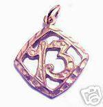 LUCKY Number 13 Pendant Charm Thirteen Rose gold plated