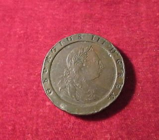 1797 KING GEORGE III CARTWHEEL TWOPENCE 2D COPPER COIN.