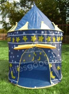   DECORATIVE BLUE CHILDRENS PLAY TENT KIDS CASTLE CUBBY PLAY HOUSE