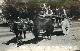 MO MEXICO OZARK MOUNTAINS NO TIRE WORRY OX TEAM PULLING CART REAL 
