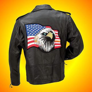   Motorcycle Jacket  American Eagle Flag Patch  Mens Size MEDIUM