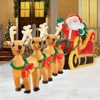 Gigantic Santa Sleigh with Reindeer Christmas Inflatable NEW