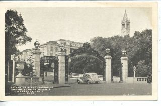 UNIVERSITY OF CALIFORNIA BERKELEY SATHER GATE 1930s CARS VINTAGE 