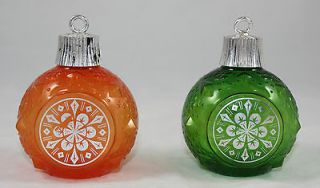Vintage Avon Empty Bubble Bath Snowflake Ornament Bottles ~ Green 