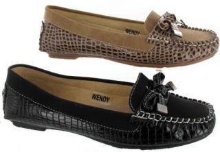 Ciara London Wendy Patent Croc Ladies Loafer moccasin flat Shoes RRP 
