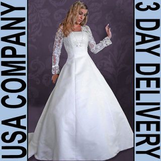 Claire MODEST Long Sleeve Wedding Dress Gown Size 26 White   Brand 