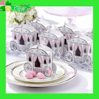 50X CinderellaEnchanted Carriage”Wedding Favor Sweet Party Boxes 