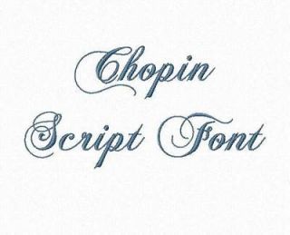 Chopin Script Machine Embroidery Font Alphabet   3 Sizes