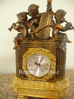 Louis XVI French Empire Empress Alexandra Cherubs Statue Mantel Clock