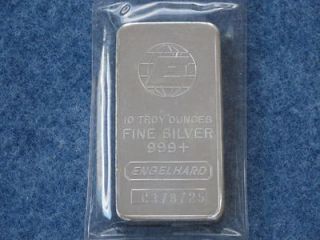 Engelhard .999+ Fine Silver 10 Oz Ingot Bar Struck Type
