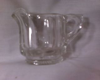 vintage clear glass creamer, 4 1/2 wide handle to spout, 3 tall 