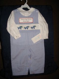 NWT Vive La Fete Boys Smocked Longall AIRPLANES 2T Overalls NEW