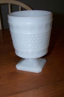   Napco White Milk Glass Vase 1180 Cleveland Ohio Hobnail Pedestal