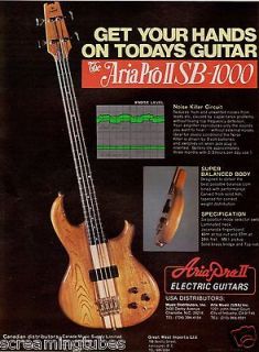 Newly listed 1980 ARIA PRO II SB 1000 BASS GUITAR PRINT AD