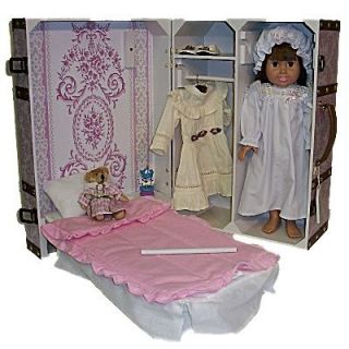 NEW 18 DOLL CLOTHES TRUNK SUITCASE W/ MURPHY BED & HANGER FOR 