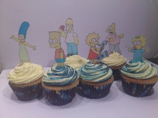 12 SIMPSONS CHARACTERS EDIBLE CUPCAKE/FAIRY CAKE TOPPERS **STAND UPS**