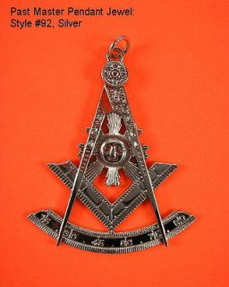 Silver #92 Masonic Past Master Jewel Pendant Medallion Freemasonry 
