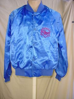 Vintage Club Cal Neva Reno Nevada Mens Shiny Blue Snap Button Jacket 