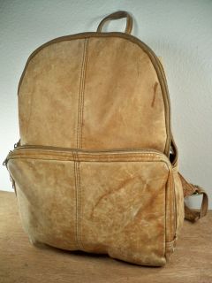 Vintage MADE IN COLOMBIA Brown Leather Backpack Camping Bag School 