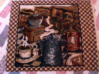 COFFEE BEANS GRINDER PLANT pillow panel fabric   D