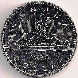 l5 canada $ 1 00 coin 1986 grade ef or better  from canada 