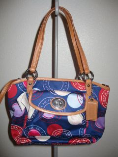 NWT Coach Polka Dot Print Small Leah Handbag   Navy   Style 14730