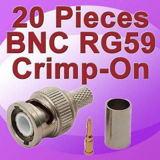   Crimp on BNC Male RG59 Coax Coaxial Connector Adapter For CCTV camera