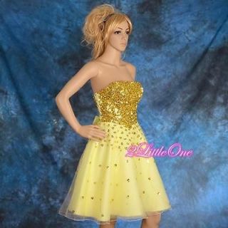 CLEARANCE SALE Gold Homecoming Party Bridesmaid Evening Dress 0 #003