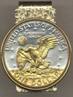 Gold/Silver Coin Money Clip, Eisenhower Dollar (Reverse) 1971 1978