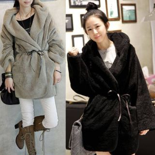 Winter Women loose cloak thick Plush Hooded Coat #928