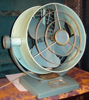 Vintage  Kenmore Hi Velocity 3 Spd Fan Mid Century Turquoise