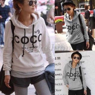 Korea Women COCO Print Hoodie Coat Sweatshirt Tracksuit Tops Outerwear 