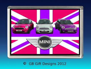 Great British Icon   Pink Union Jack Flag with Mini cars   Jumbo 