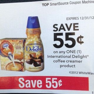 20 Coupons .55/1 Any 1 International Delight Coffee Creamer Product.