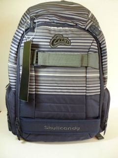   SKULLCANDY Navy & Gray Striped Downshift Laptop Backpack Bookbag   NWT