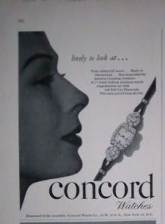 1948 Vintage CONCORD Womens Watch Lovely to Look At Ad