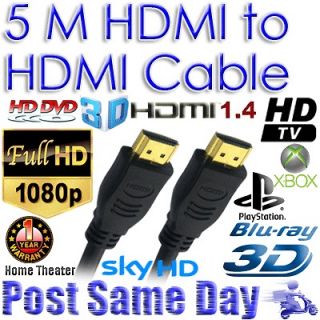 5M HDMI 1.4V Cable for Laptop Blu Ray PS3 Xbox Sky HDTV