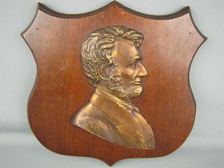 Vintage Abraham Lincoln Brass/Copper Wood Wall Plaque