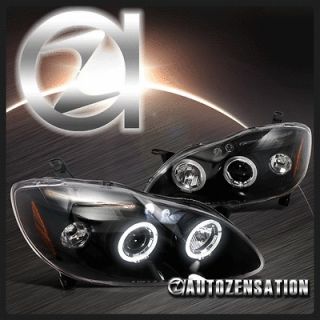   Corolla Black LED DRL Halo Projector Headlights (Fits 2005 Corolla