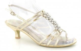 WOMENS WIDE FIT LOW HEEL WEDDING EVENING PROM SANDALS SHOES 3   8
