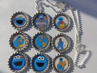 cookie monster bottle cap necklace u choose great for party favors