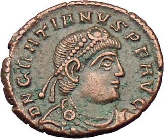 Gratian 367AD Authentic Ancient Roman Coin Labarum Chi Rho Christ 