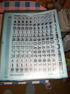 NOS Letraset Lettering 10 x 15 Sheet Various Symbols Use Drop 