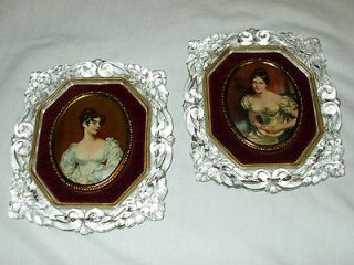   Creation Pair Ornate Glass Victorian Frames Countess Portraits Vintage